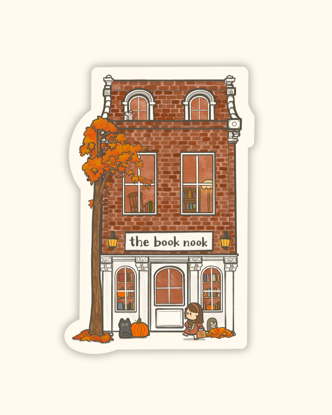 Mini Bookstore Vinyl Sticker • Dishwasher Safe