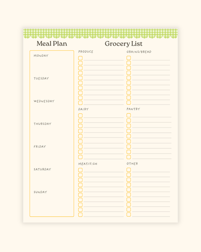Pre-Order: Gingham Meal Planner & Grocery List Notepad