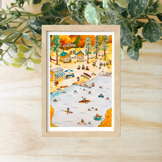 A Busy Campground in Hamsterville Postcard 4x6"