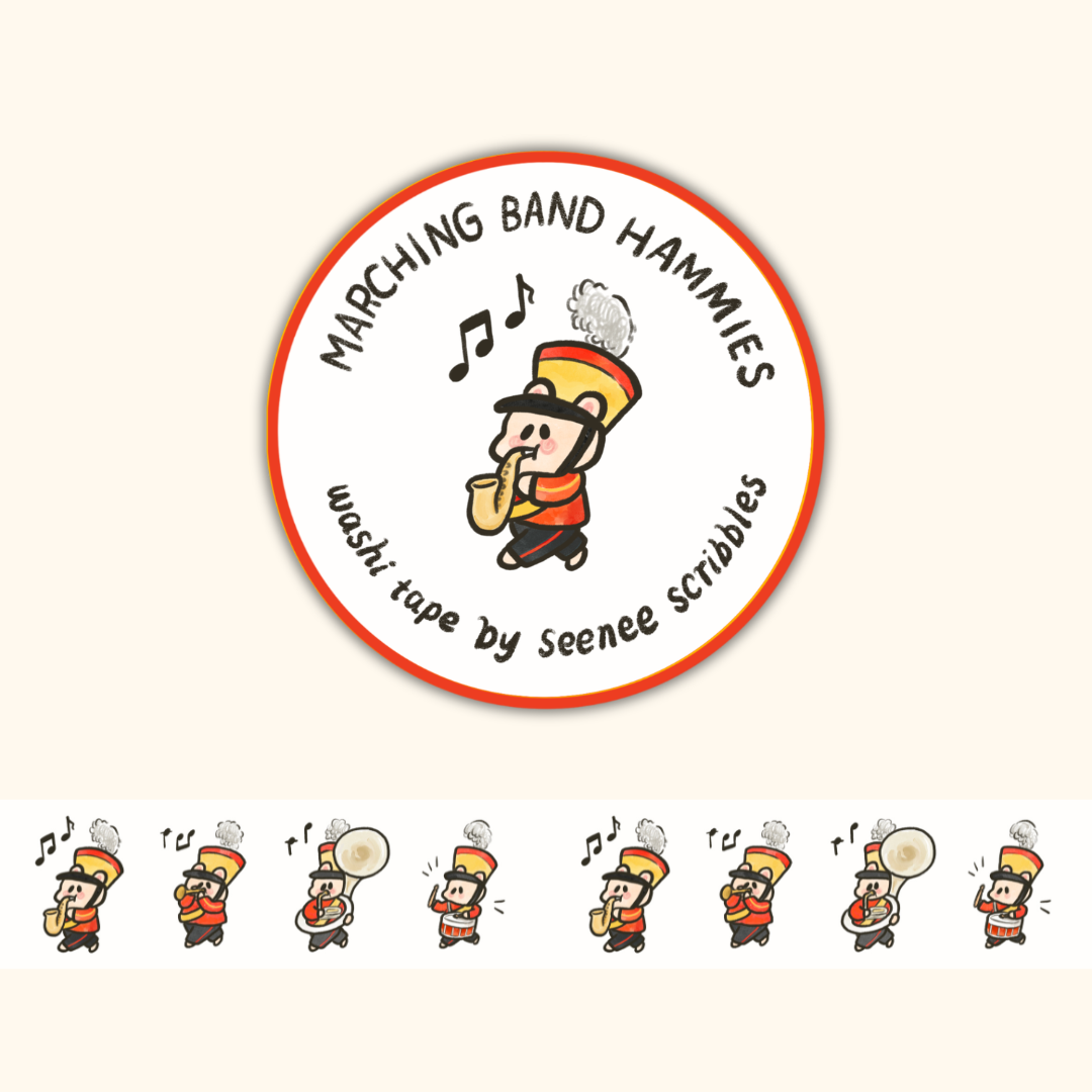 Hamsterville Marching Band Washi Tape • 1.5cm x 5m