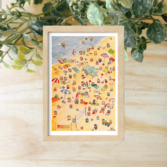 A Busy Beach in Hamsterville Postcard 4x6"