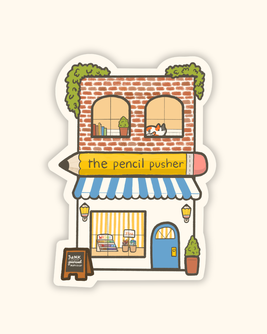 Mini Stationery Shop Vinyl Sticker • Dishwasher Safe