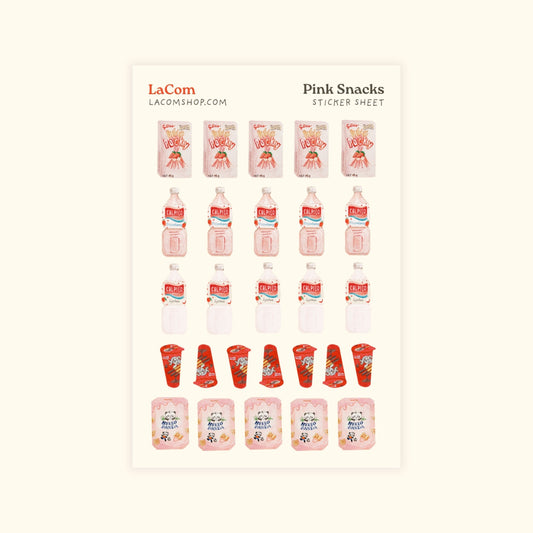 Pink Childhood Snacks Sticker Sheet