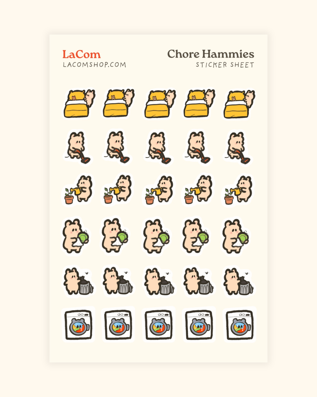 NEW Chore Hammies Sticker Sheet
