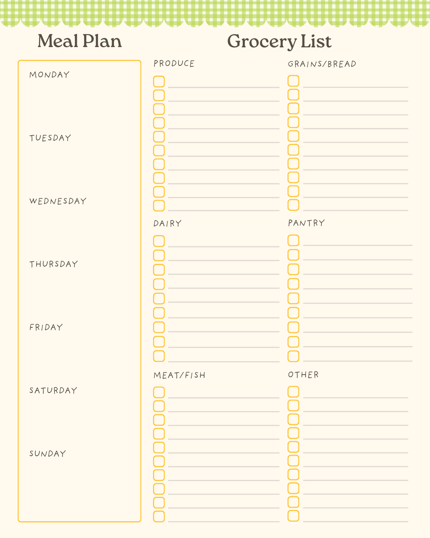 Pre-Order: Gingham Meal Planner & Grocery List Notepad