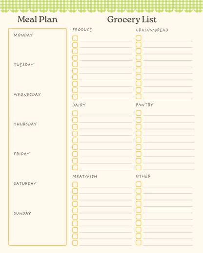 Pre-Order: Gingham Meal Planner & Grocery List Notepad